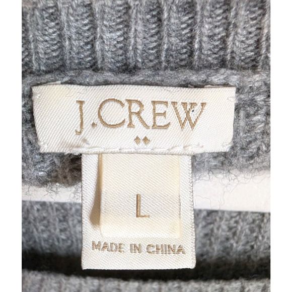 J Crew‎ Womens Merino Wool Gray Waffle Knit Classic Preppy Round Neck Sweater LG - Picture 5 of 8